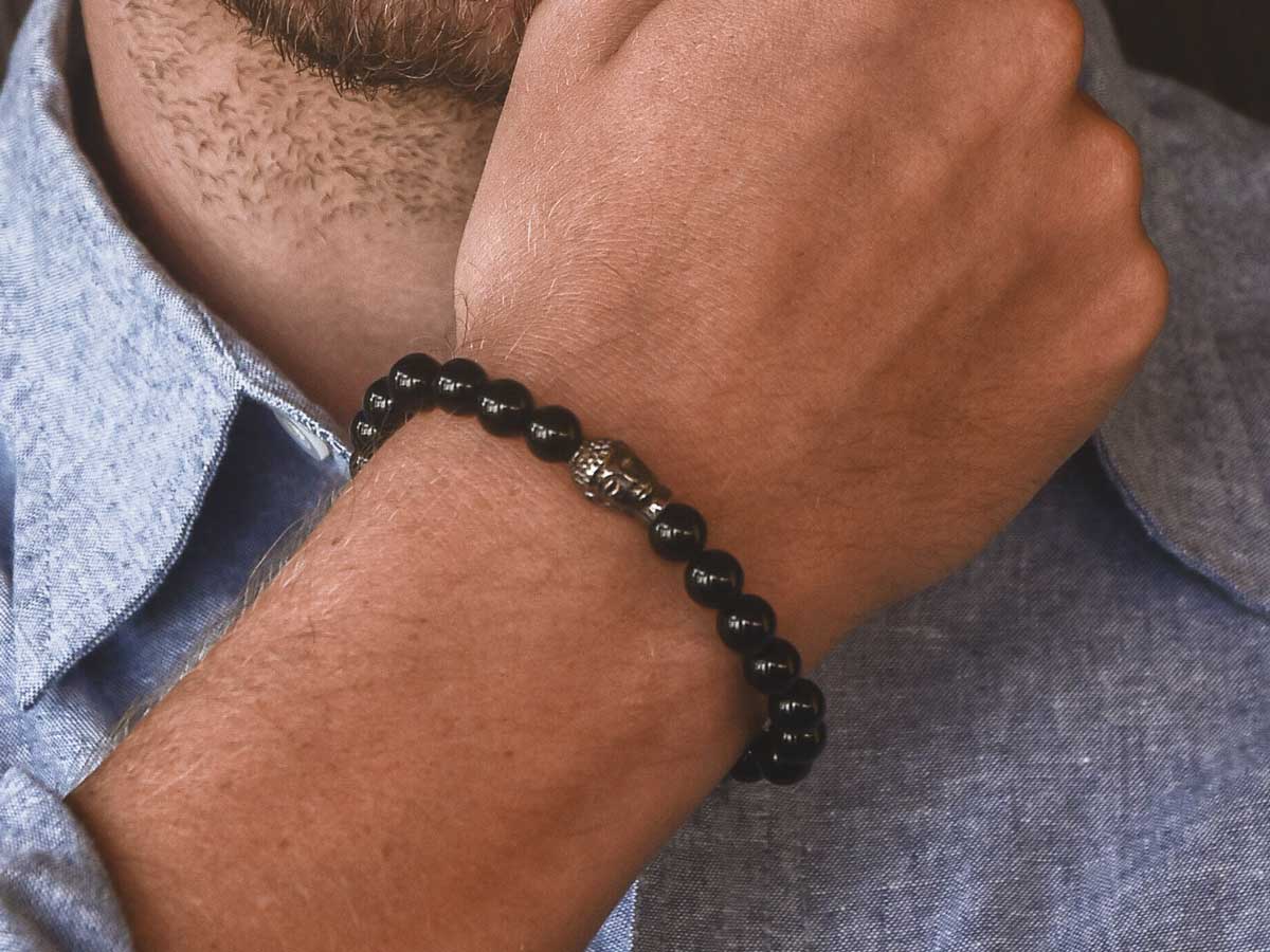 Buddha-Armband-Herren-Schwarz-Obsidian-BM08M02