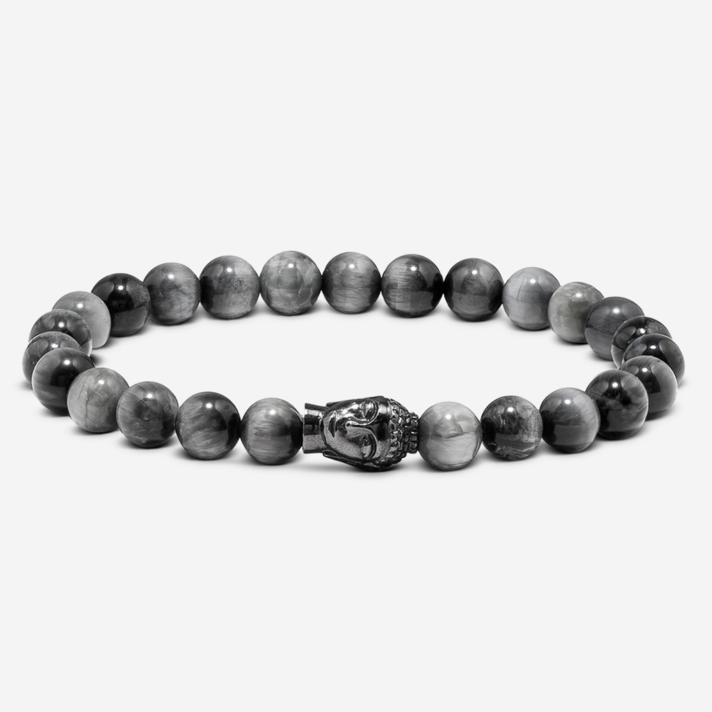Armband Herren aus Adlerauge mit Buddha geschwärzt