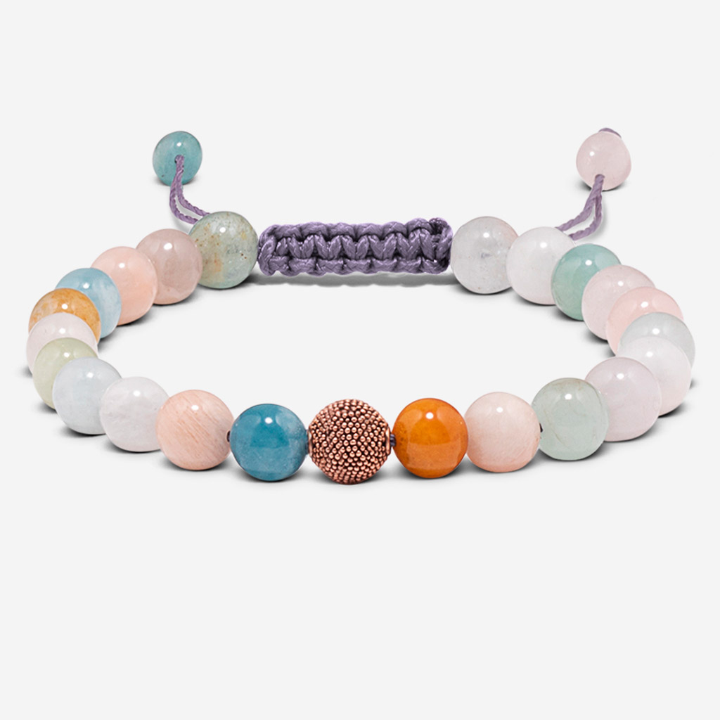 Damen Armband Mit Purpur-Granat & Mondstein - Natürliche Edelsteinperlen In Premium Geschenkbox