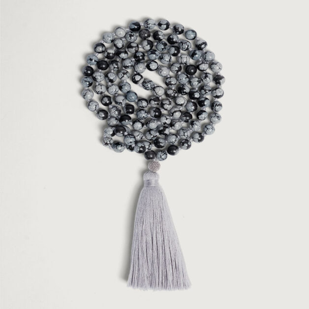 Mala Schneeflocken Obsidian